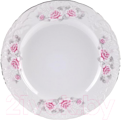 Тарелка столовая обеденная Cmielow i Chodziez OMDZ23-Рококо-48 (бледная роза/линия платина)