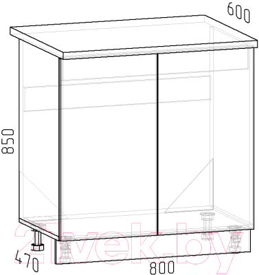 Шкаф под мойку Интермебель Микс Топ ШСРМ 850-4-800 (белый премиум/этна)