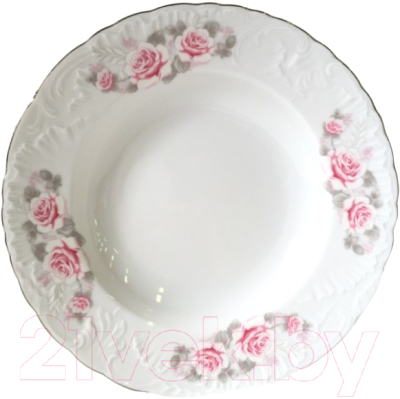 Тарелка столовая глубокая Cmielow i Chodziez OMDZ23-22 (бледная роза/линия платина)