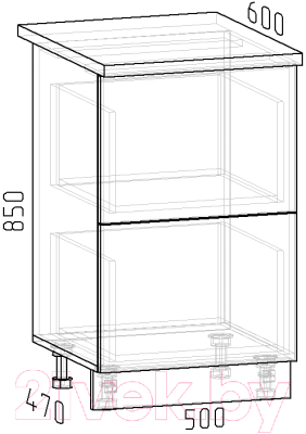 Шкаф-стол кухонный Интермебель Микс Топ ШСР 850-11-500 (бетон/лунный камень)