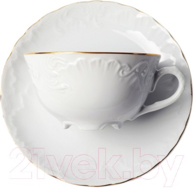 Чашка с блюдцем Cmielow i Chodziez Rococo / OMDZ21-Рококо-25 (золотая линия)