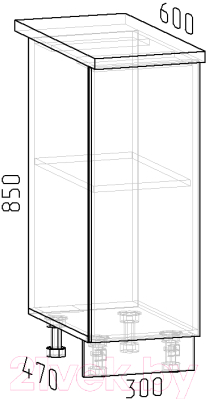 Шкаф-стол кухонный Интермебель Микс Топ ШСР 850-1-300 (белый премиум/этна)