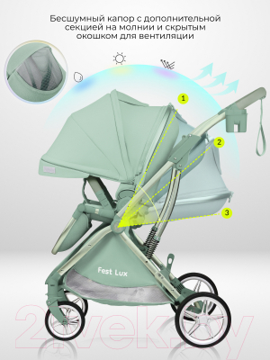 Детская прогулочная коляска Farfello Fest Lux / FL-6 (вечнозеленый)