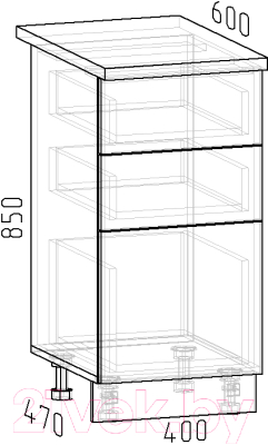 Шкаф-стол кухонный Интермебель Микс Топ ШСР 850-14-400 (белый премиум/сесамо)