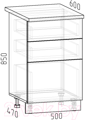 Шкаф-стол кухонный Интермебель Микс Топ ШСР 850-14-500 (белый премиум/лунный камень)