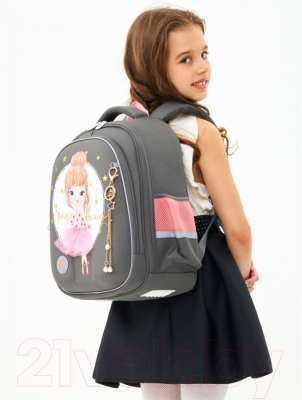 Школьный рюкзак Grizzly RAz-386-10 (серый)