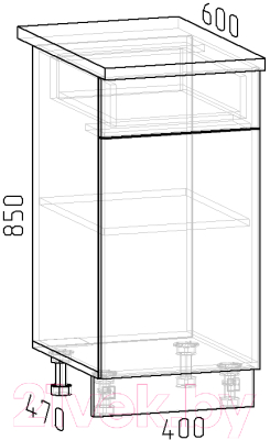 Шкаф-стол кухонный Интермебель Микс Топ ШСР 850-19-400 (белый премиум/сесамо)
