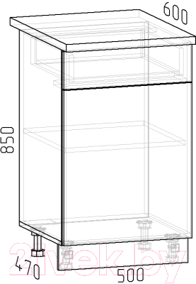Шкаф-стол кухонный Интермебель Микс Топ ШСР 850-19-500 (бетон/лунный камень)