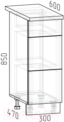 Шкаф-стол кухонный Интермебель Микс Топ ШСР 850-23-300 (белый премиум/лунный камень)