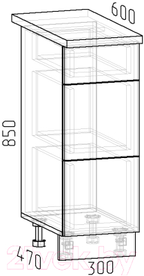 Шкаф-стол кухонный Интермебель Микс Топ ШСР 850-23-300 (белый премиум/этна)
