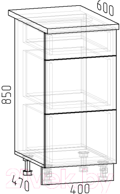 Шкаф-стол кухонный Интермебель Микс Топ ШСР 850-23-400 (белый премиум/сесамо)