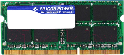 Оперативная память DDR3 Silicon Power 4GB DDR3 SO-DIMM PC3-10600 (SP004GBSTU133N02)