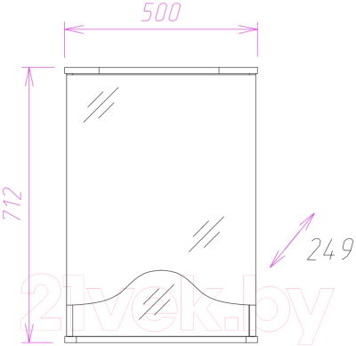 Шкаф с зеркалом для ванной Onika Лидия 50.01 L (205003)