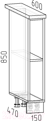 Шкаф-стол кухонный Интермебель Микс Топ ШСРЗ 850-32-150 межмод. 5-150 (графит серый/лунный камень)