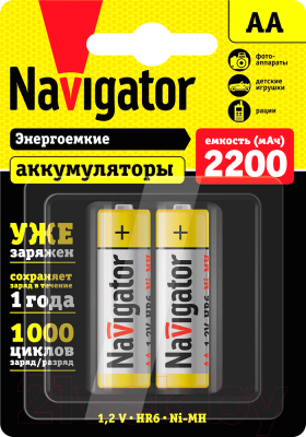 Комплект аккумуляторов Navigator АА NHR-2200-HR6-RTU-BP2 / 94 785