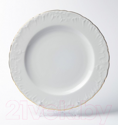 Тарелка столовая обеденная Cmielow i Chodziez Rococo / OMDZ21-Рококо-21 (линия золото)