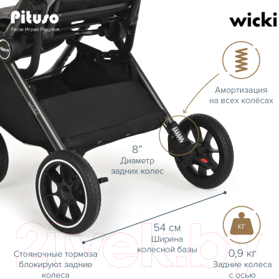 Детская прогулочная коляска Pituso Wicki / ABF2022 (графитовый)