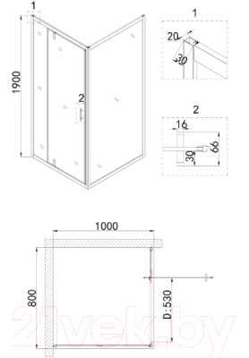 Душевой уголок Niagara NG-83-8AB-A100B 80x100