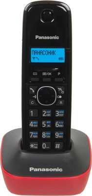 Беспроводной телефон Panasonic KX-TG1611RUR (черный/красный)