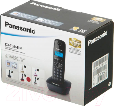 Беспроводной телефон Panasonic KX-TG1611RUR (черный/красный)