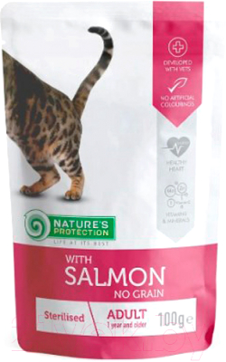 Влажный корм для кошек Nature's Protection Sterilized с лососем / KIK45694 (100г)