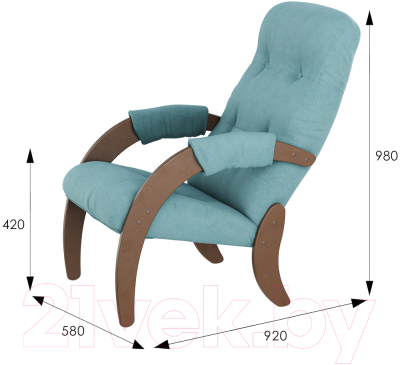 Кресло мягкое Мебелик Модель 61 (ультра минт/орех)