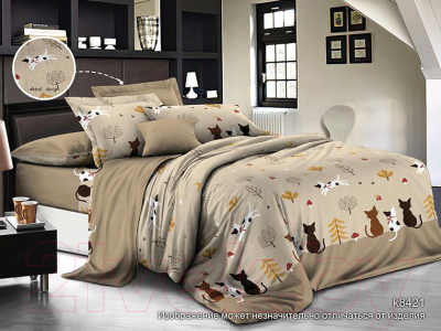 Изображение товара Комплект постельного белья PANDORA №8421-08 2.0 с европростыней (полисатин)