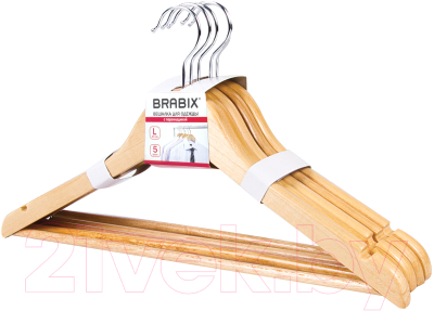 Набор деревянных вешалок-плечиков Brabix 880296 (5шт, сосна)