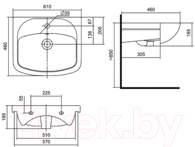 Тумба с умывальником Акватон Онда 60 (1A1228K1ON010)