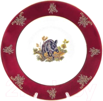 Тарелка столовая обеденная Cmielow i Chodziez Астра 1051/2 / 0D01490 (охота красный)