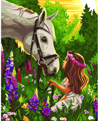 Изображение товара Картина по номерам Школа талантов Лошадка и девочка в поле 7153381