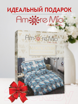 Комплект постельного белья Amore Mio Мако-сатин Factor Микрофибра 1.5 / 93839 (голубой/серый/белый)