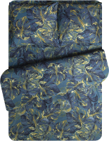 Комплект постельного белья Amore Mio Мако-сатин Envelop Микрофибра Евро / 93835 (синий/хаки) - 