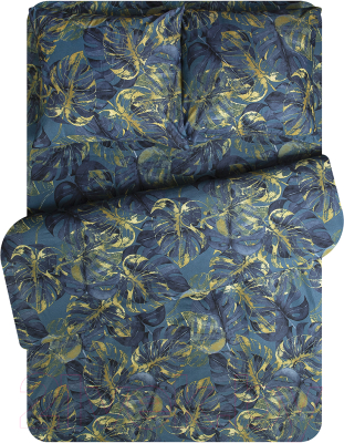 Комплект постельного белья Amore Mio Мако-сатин Envelop Микрофибра Евро / 93835 (синий/хаки)