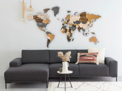Декор настенный Woodary Карта мира L / 3255