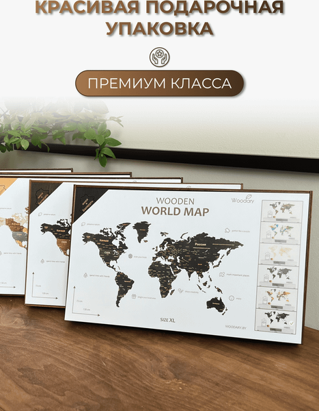 Декор настенный Woodary Карта мира XXL / 3257