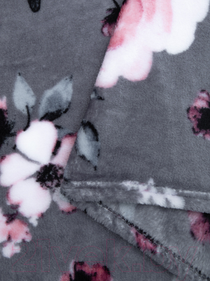 Плед TexRepublic Absolute Нежность-розы Фланель 180x200 / 62986 (серый/розовый)