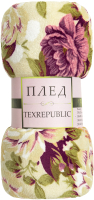 Плед TexRepublic Absolute Гобеленовые цветы Фланель 180x200 / 64212 (молочный/бежевый/розовый) - 