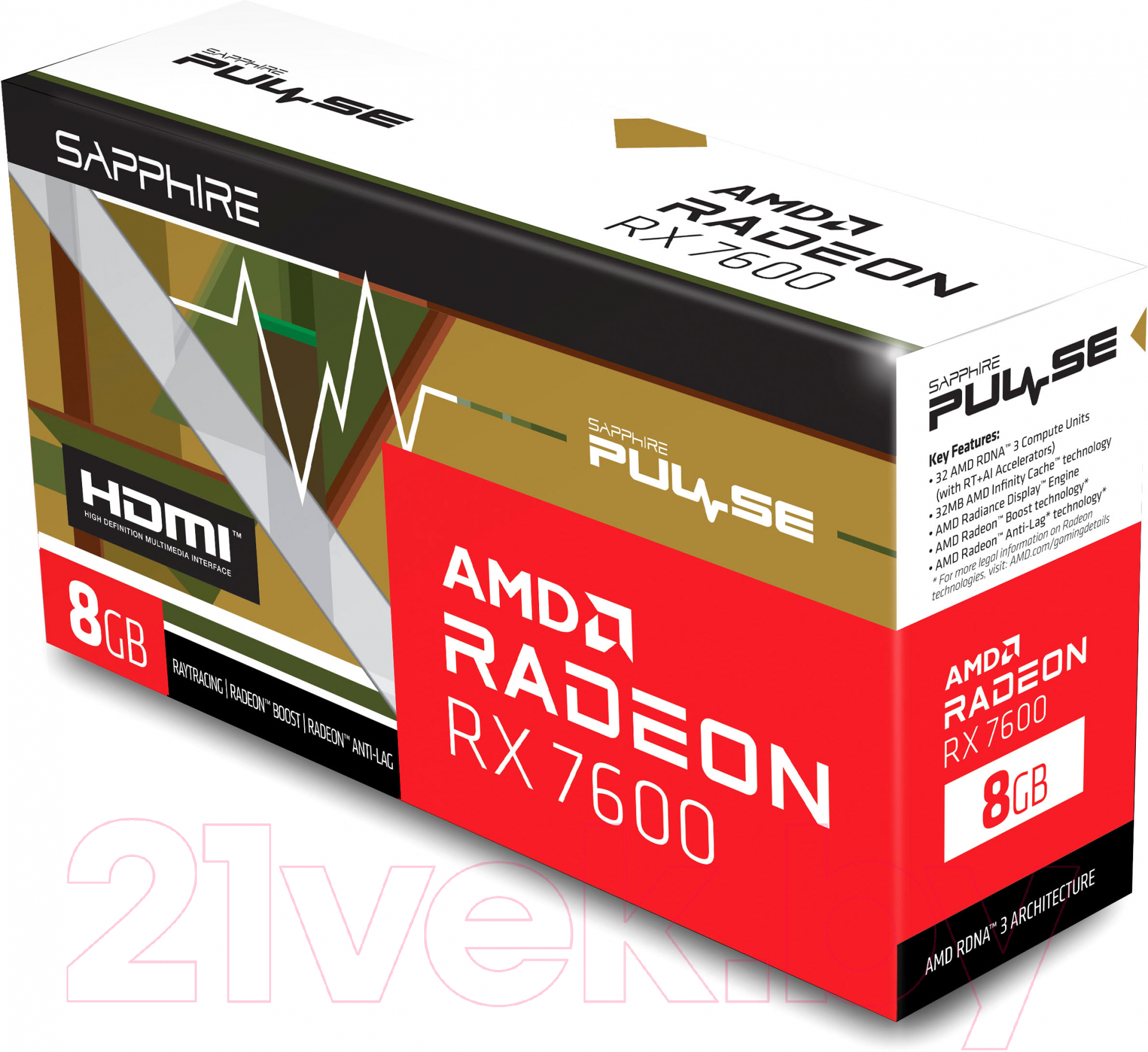 Видеокарта Sapphire Radeon RX 7600 Pulse 8G GDDR6 (11324-01-20G)