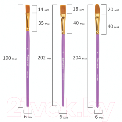 Набор кистей Brauberg Синтетика / 201029 (10шт)