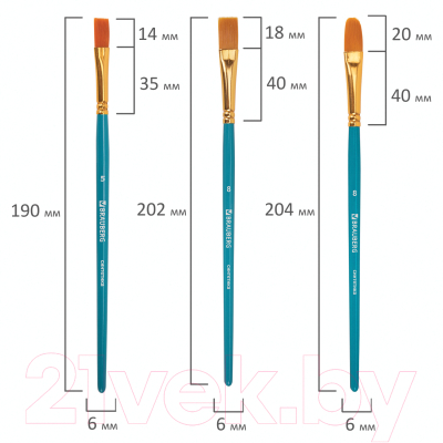 Набор кистей Brauberg Синтетика / 201030 (10шт)