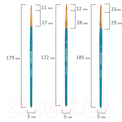 Набор кистей Brauberg Синтетика / 201030 (10шт)