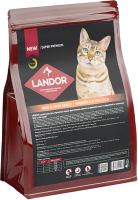Сухой корм для кошек Landor Полнорац. для шерсти здоровья кожи c индейкой и лососем / L1014 (2кг) - 