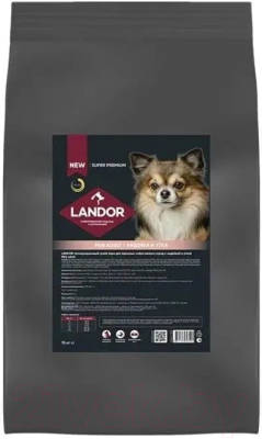 Сухой корм для собак Landor Взрослых собак мелких пород c индейкой и уткой / L1032 (15кг)