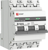 Выключатель автоматический EKF 3P 12.5А (D) 4.5kA ВА 47-63 / mcb4763-3-12.5D-pro - 