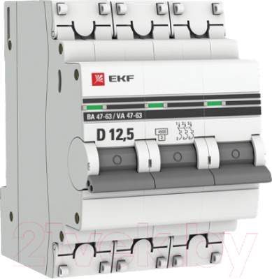 Выключатель автоматический EKF 3P 12.5А (D) 4.5kA ВА 47-63 / mcb4763-3-12.5D-pro
