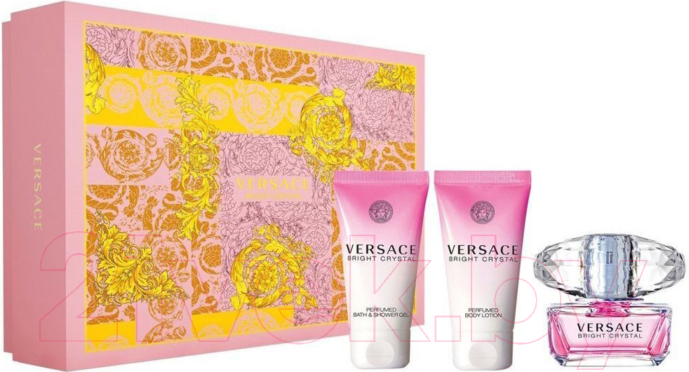 Парфюмерный набор Versace Bright Crystal Туалетная вода+Лосьон для тела+Гель для душа