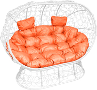 Диван садовый M-Group Лежебока / 11190107 (на подставке с белым ротангом/оранжевая подушка) - 