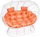 Диван садовый M-Group Лежебока / 11190107 (на подставке с белым ротангом/оранжевая подушка) - 