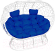 Диван садовый M-Group Лежебока / 11190110 (на подставке с белым ротангом/синяя подушка) - 